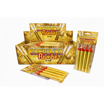 CANDELINA FLAMBE' 10 cm ORO